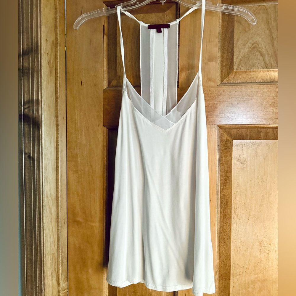 Racerback tank rom the Buckle. White with mesh details